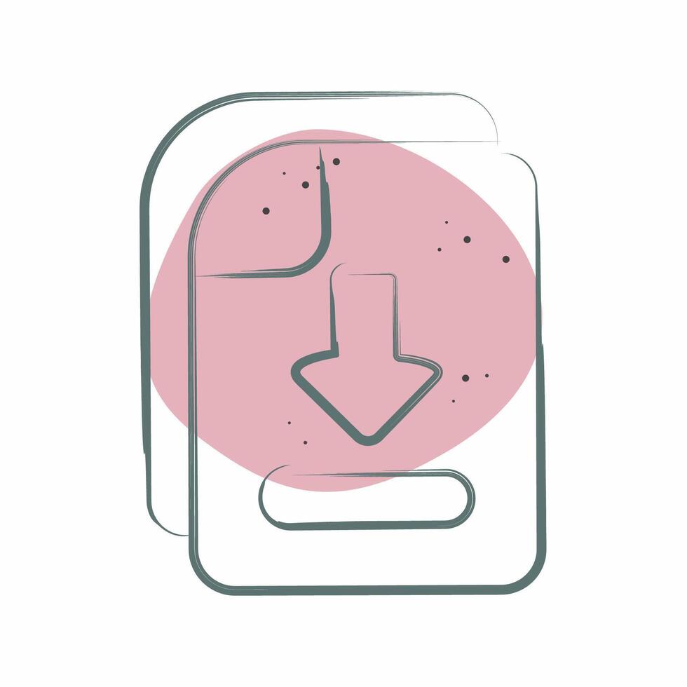 icona file Scarica. relazionato per apprendimento simbolo. colore individuare stile. semplice design illustrazione vettore