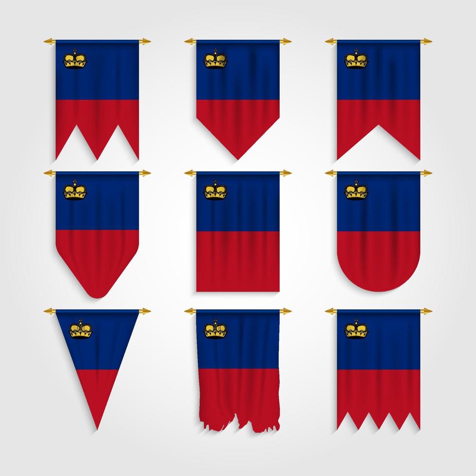 bandiera del Liechtenstein in diverse forme, bandiera del Liechtenstein in varie forme vettore