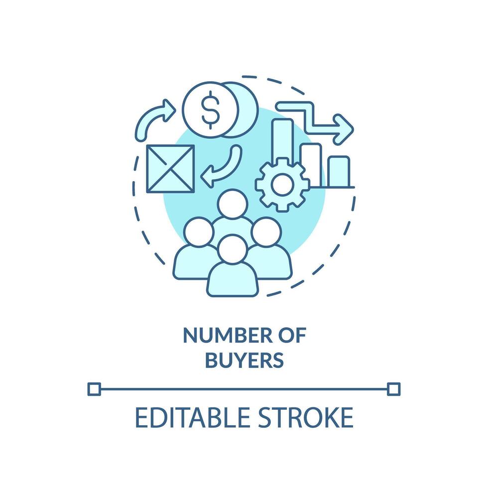 numero di acquirenti morbido blu concetto icona. potenziale acquirenti conduce per più alto richiesta per merce. il giro forma linea illustrazione. astratto idea. grafico design. facile per uso nel opuscolo marketing vettore