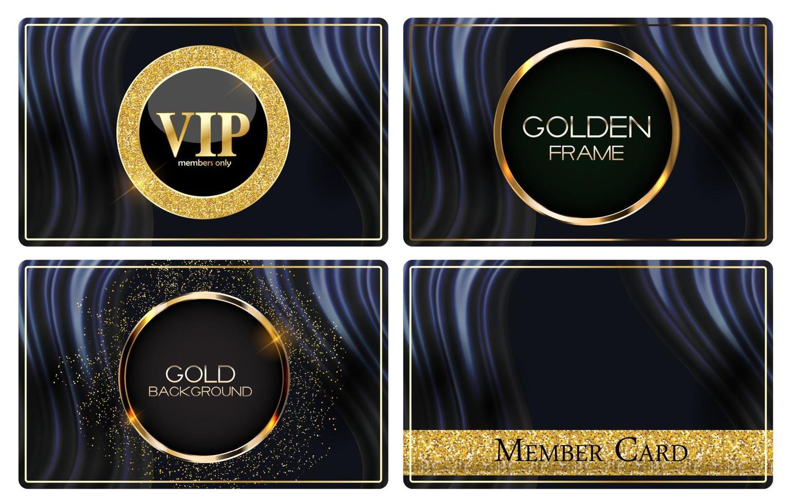 i membri vip di lusso golden glitter card collection set illustrazione vettoriale