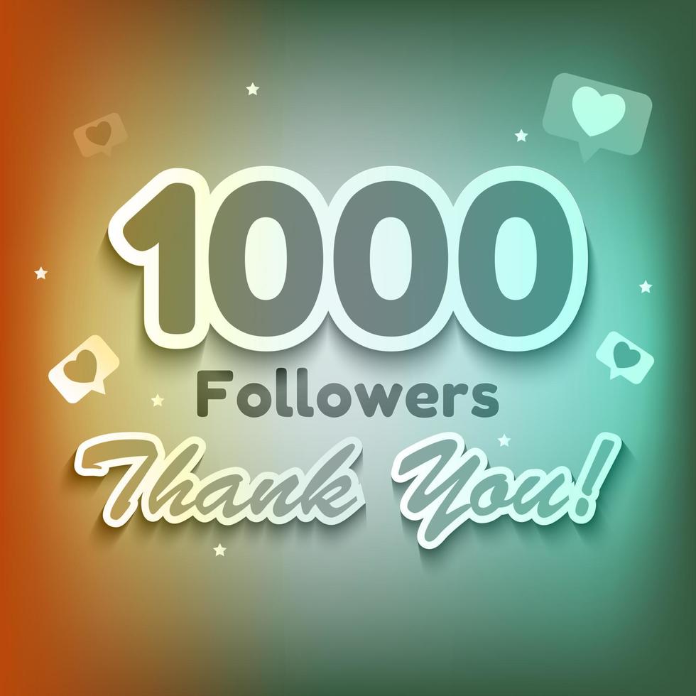 1000 follower, grazie per gli amici dei social network. illustrazione vettoriale