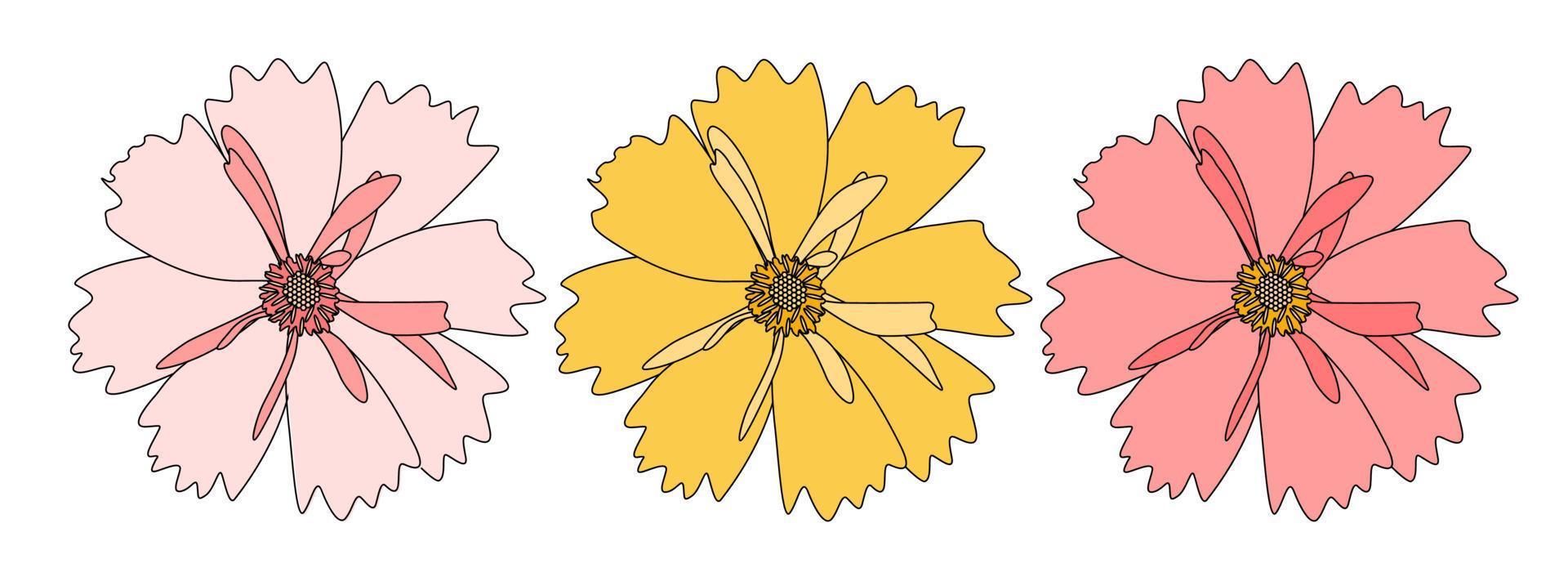 fiore disegnato a mano astratto su priorità bassa bianca. illustrazione vettoriale