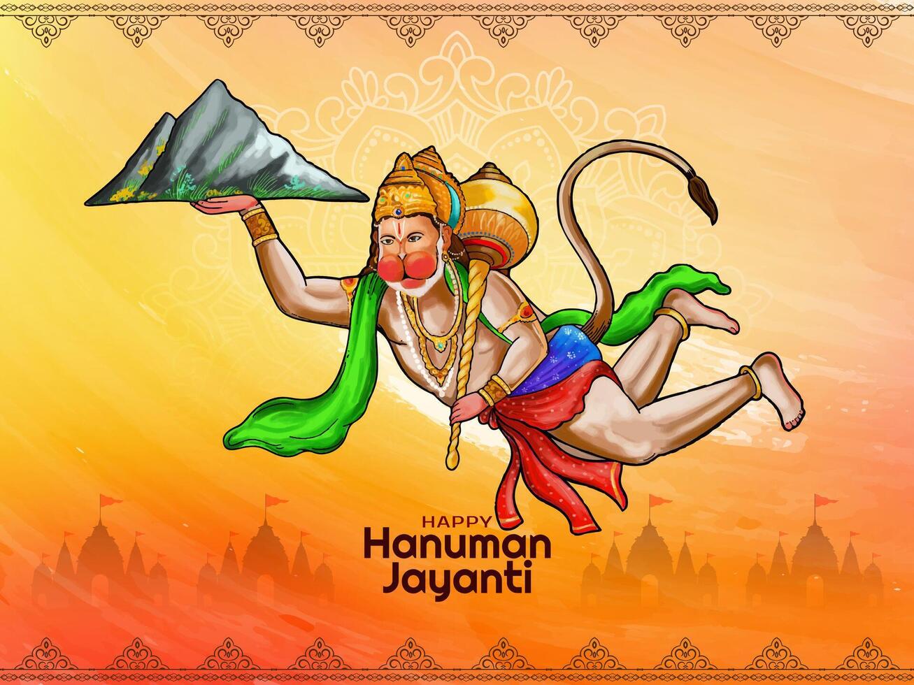 elegante contento hanuman jayanti indiano culturale Festival carta design vettore