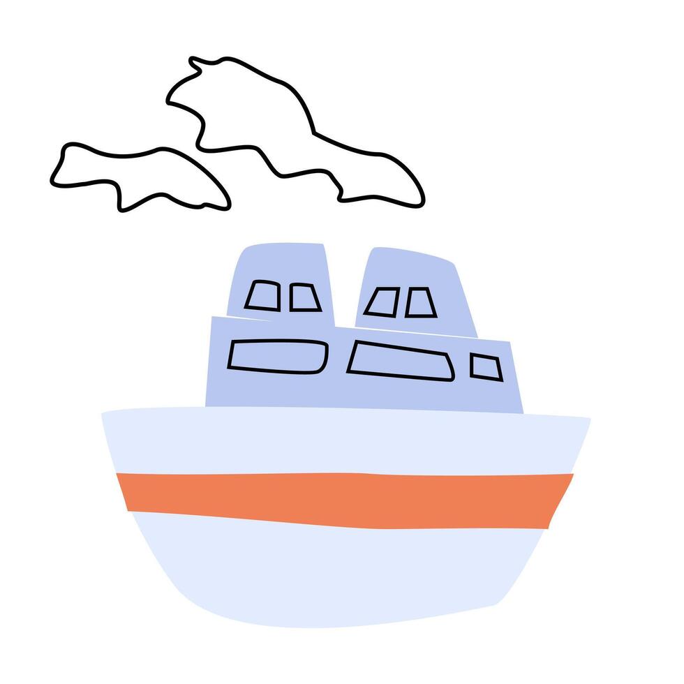 carino infantile nave o barca - vettore illustrazione di mare trasporto