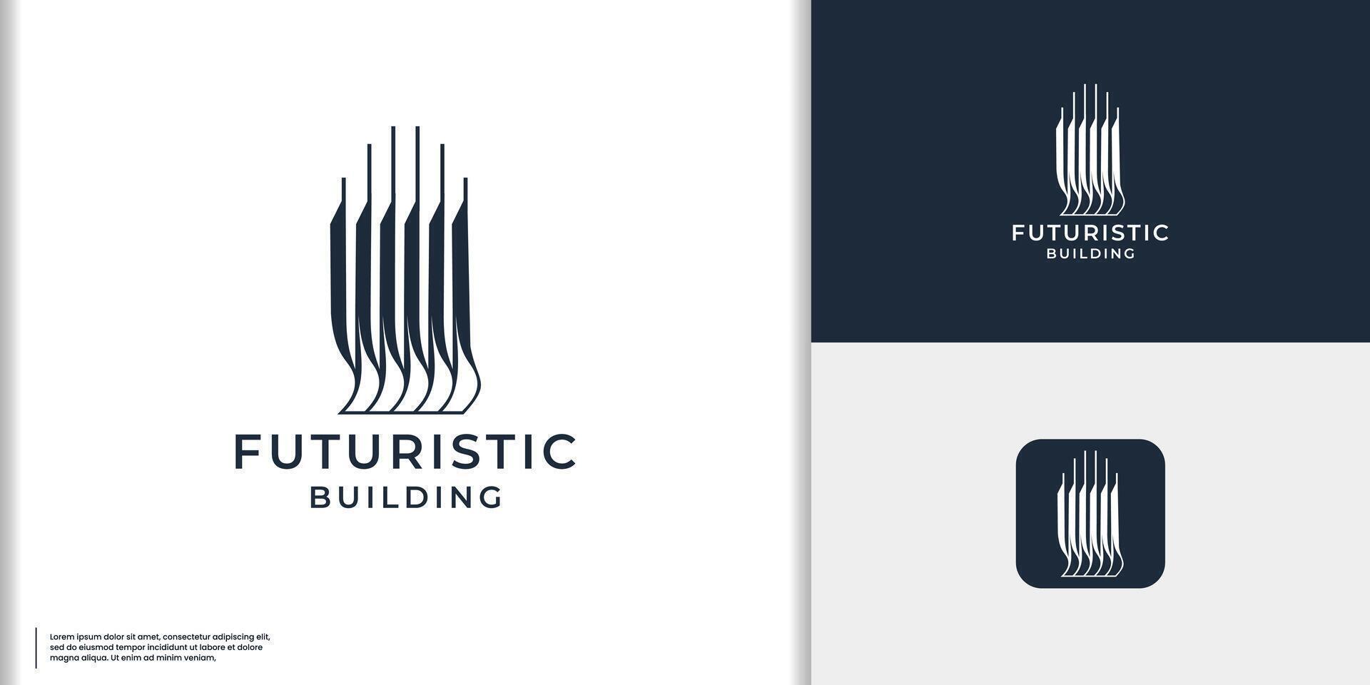 minimo edificio logo design. creativo di costruire logo con lusso linea futuro moderno concetto vettore