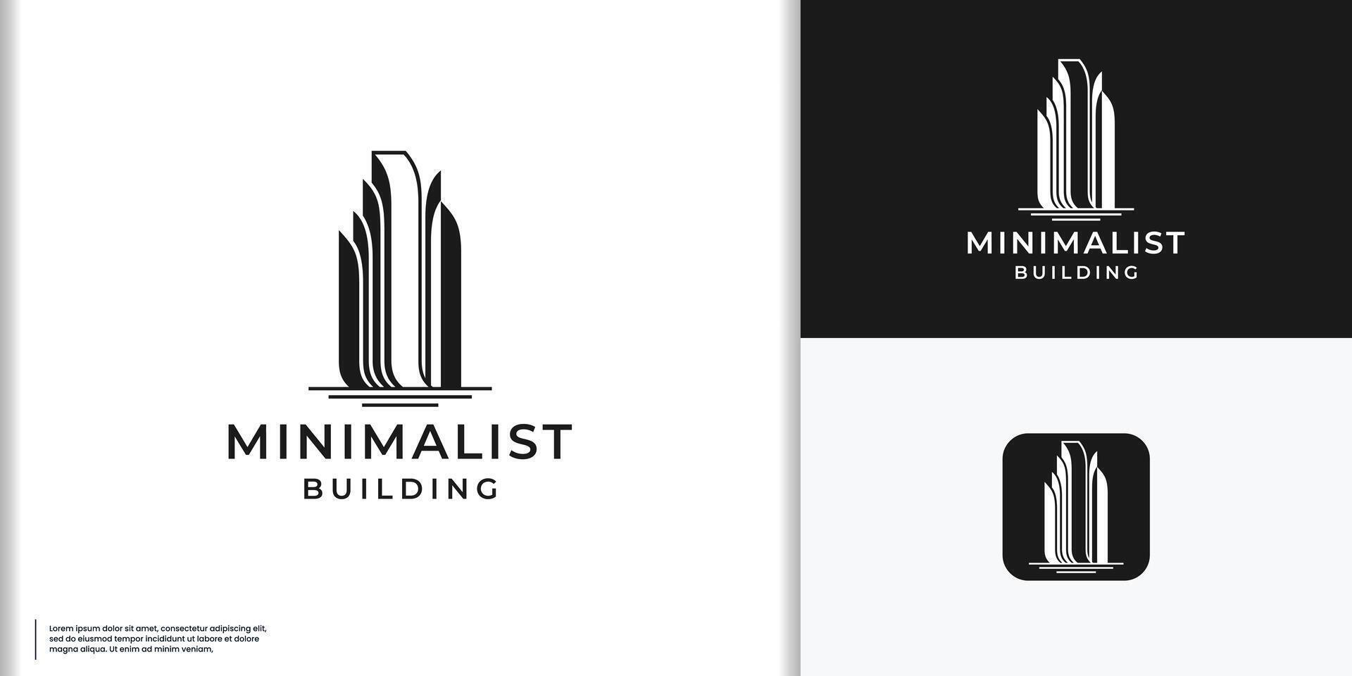 minimalismo futuristico edificio logo design. investimento schizzo costruire ispirazione il branding vettore
