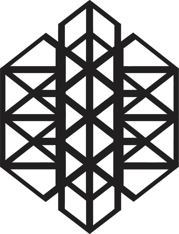 dimensionale armonia monocromatico emblema di astratto geometrico forme nel vettore dinamico simmetria nero logo in mostra astratto geometrico design nel vettore