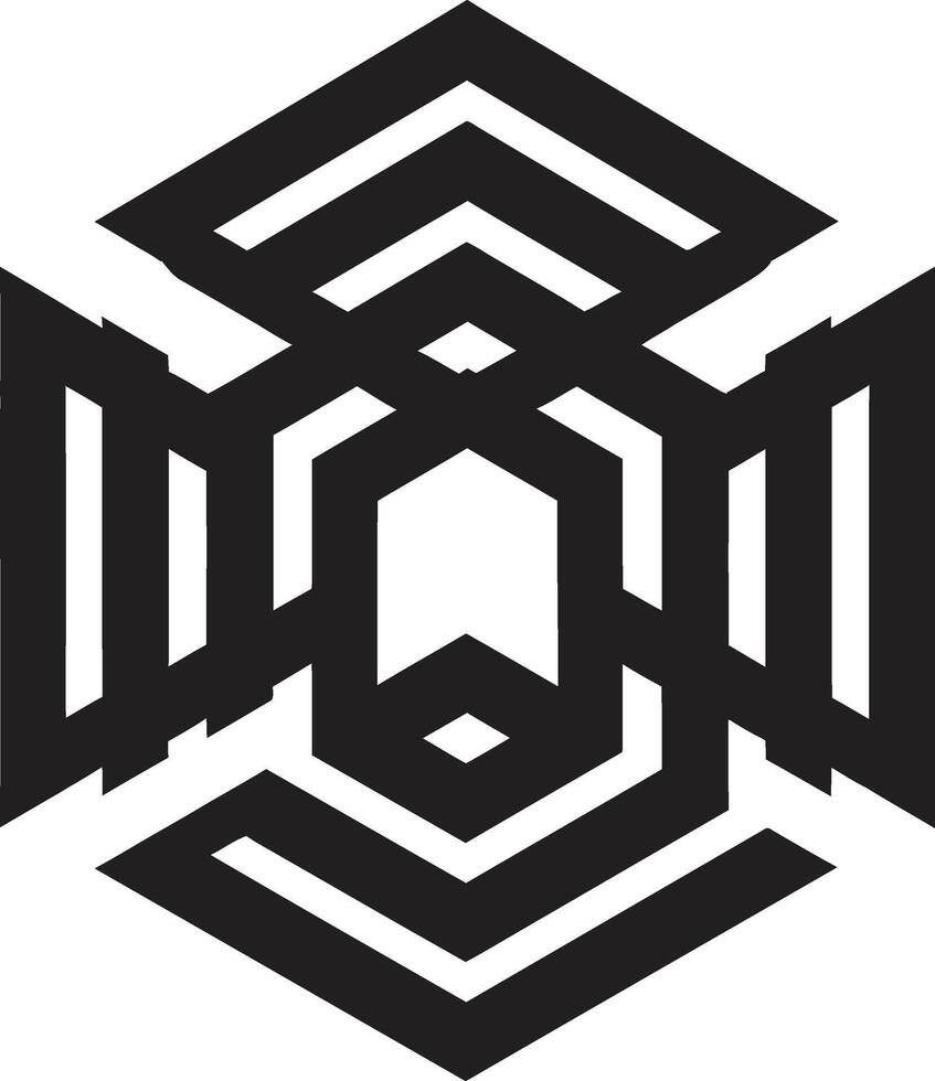 effimero Linee monocromatico emblema in mostra astratto geometrico design nel vettore astrale simmetria vettore logo design con elegante nero astratto geometrico modelli