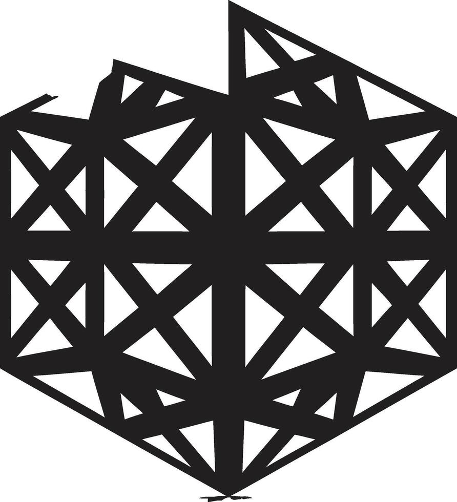 astrale fusione monocromatico vettore logo con astratto nero geometrico modelli etereo armonia elegante icona design con geometrico modelli nel nero