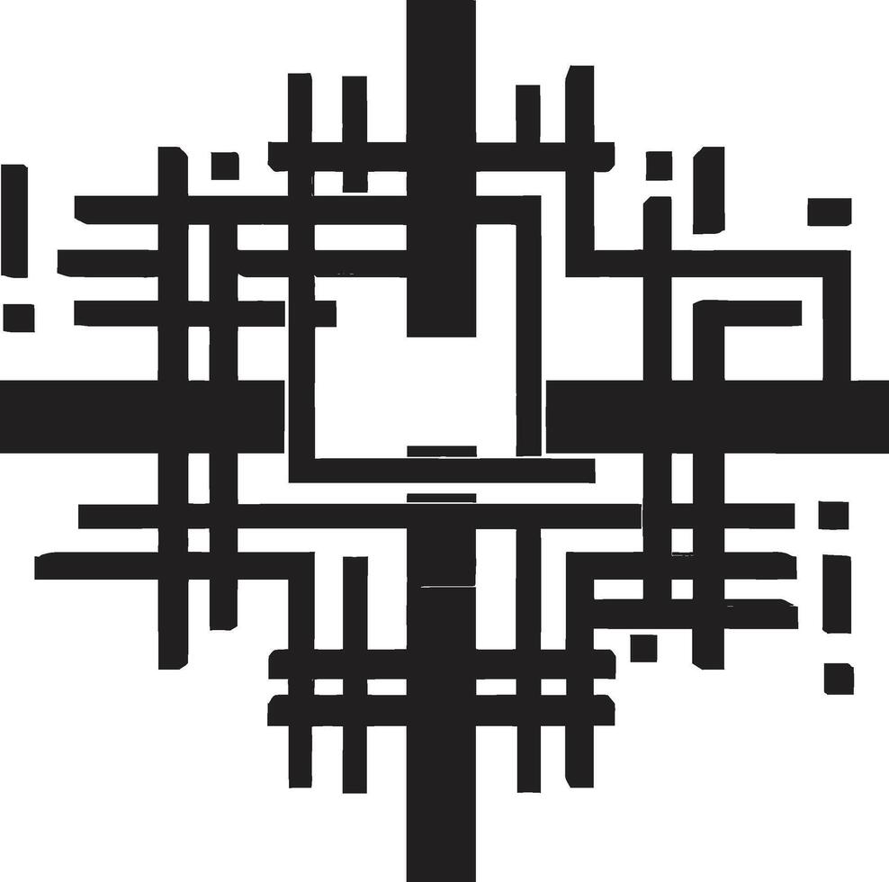 astratto enigma mistico nero emblema con vettore geometrico elementi astrale fusione monocromatico vettore logo con astratto nero geometrico modelli