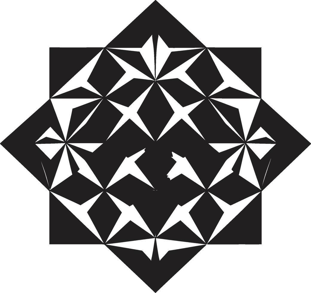 effimero geometria elegante vettore logo design con nero astratto geometrico modelli dinamico prospettive monocromatico emblema di astratto geometrico forme nel vettore