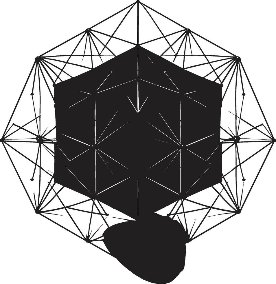 dimensionale eleganza monocromatico vettore logo con astratto nero geometrico modelli astratto nexus elegante icona design con geometrico modelli nel nero
