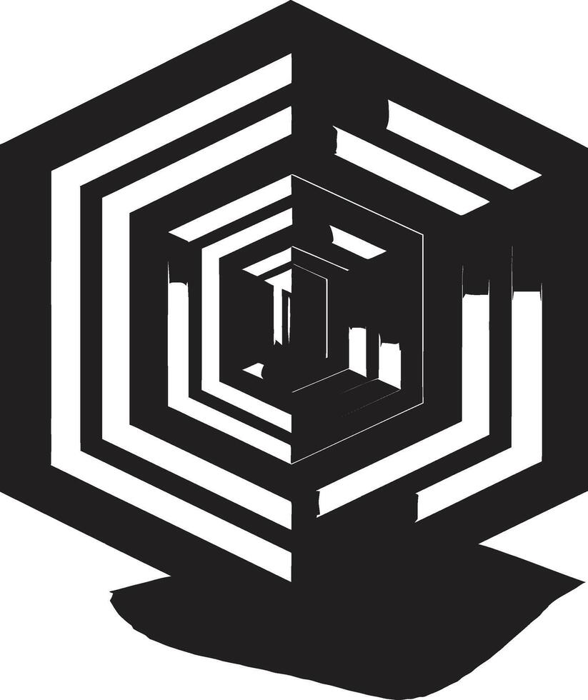 mistico geometria astratto nero logo con vettore geometrico elementi effimero Linee monocromatico emblema in mostra astratto geometrico design nel vettore