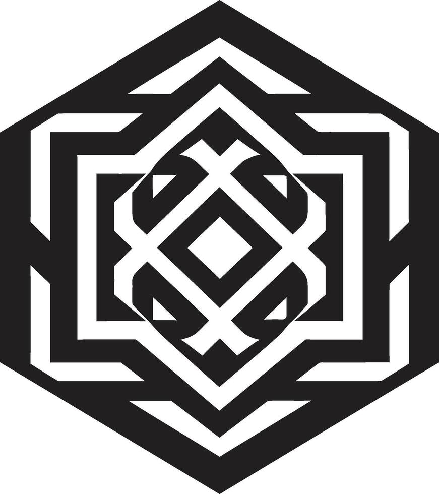 infinito angoli elegante vettore logo design raffigurante nero astratto geometrico forme mistico geometria monocromatico emblema con astratto nero geometrico design nel vettore