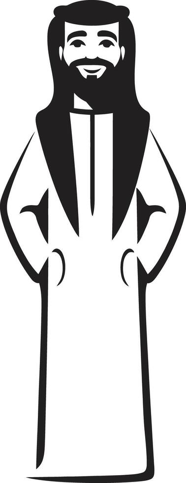 nobile tradizioni monocromatico vettore logo design con Arabo uomo silhouette mistico presenza nero icona in mostra Arabo uomo logo design nel elegante stile