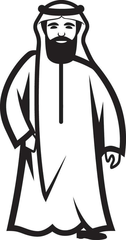 culturale sovranità elegante vettore logo design di un Arabo uomo silhouette sartoriale nobiltà elegante emblema con nero vettore logo di Arabo uomo