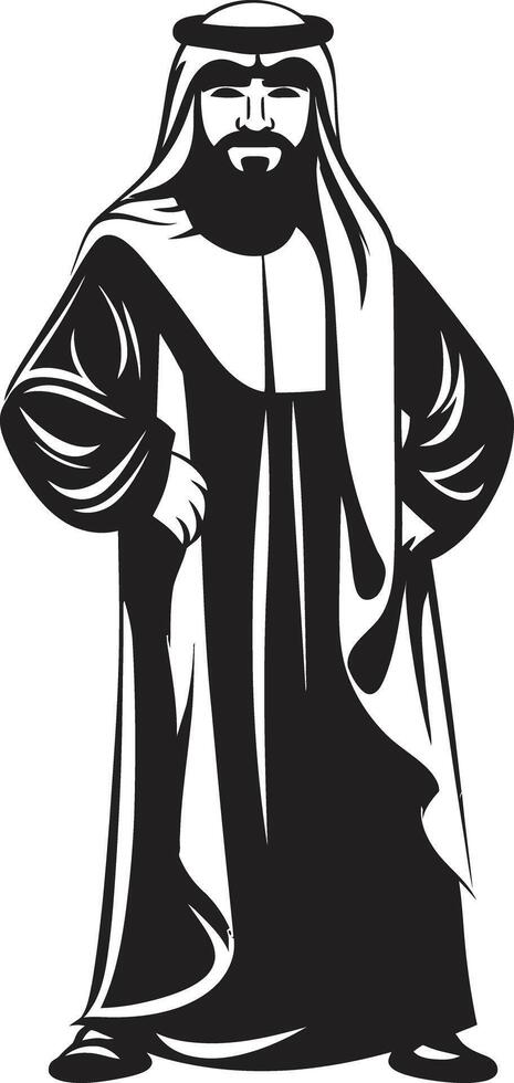 mistico presenza elegante icona raffigurante nero vettore logo di un Arabo uomo culturale eleganza monocromatico emblema in mostra Arabo uomo nel vettore