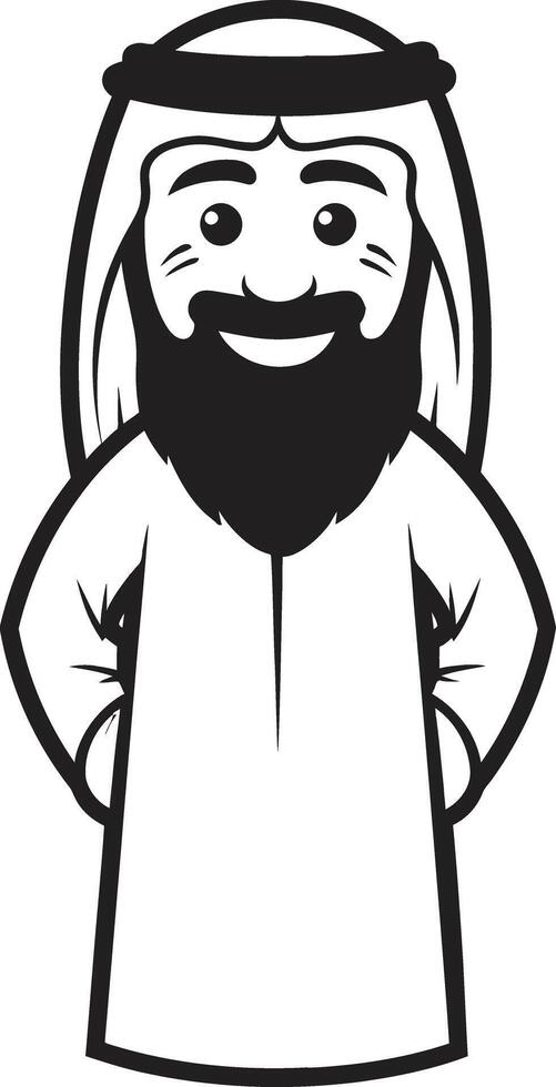 sartoriale nobiltà elegante emblema con nero vettore logo di Arabo uomo arabo eredità monocromatico icona in mostra Arabo uomo logo design nel vettore