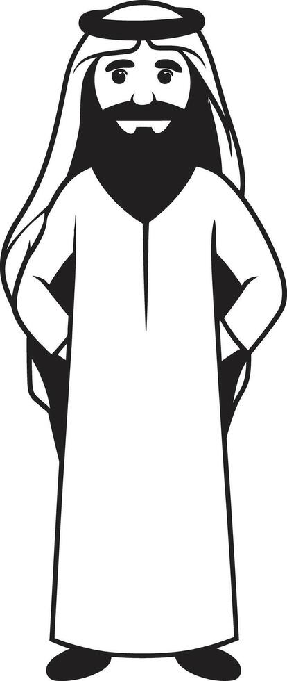 mistico presenza monocromatico vettore logo design con Arabo uomo culturale eleganza elegante nero icona raffigurante Arabo uomo nel vettore