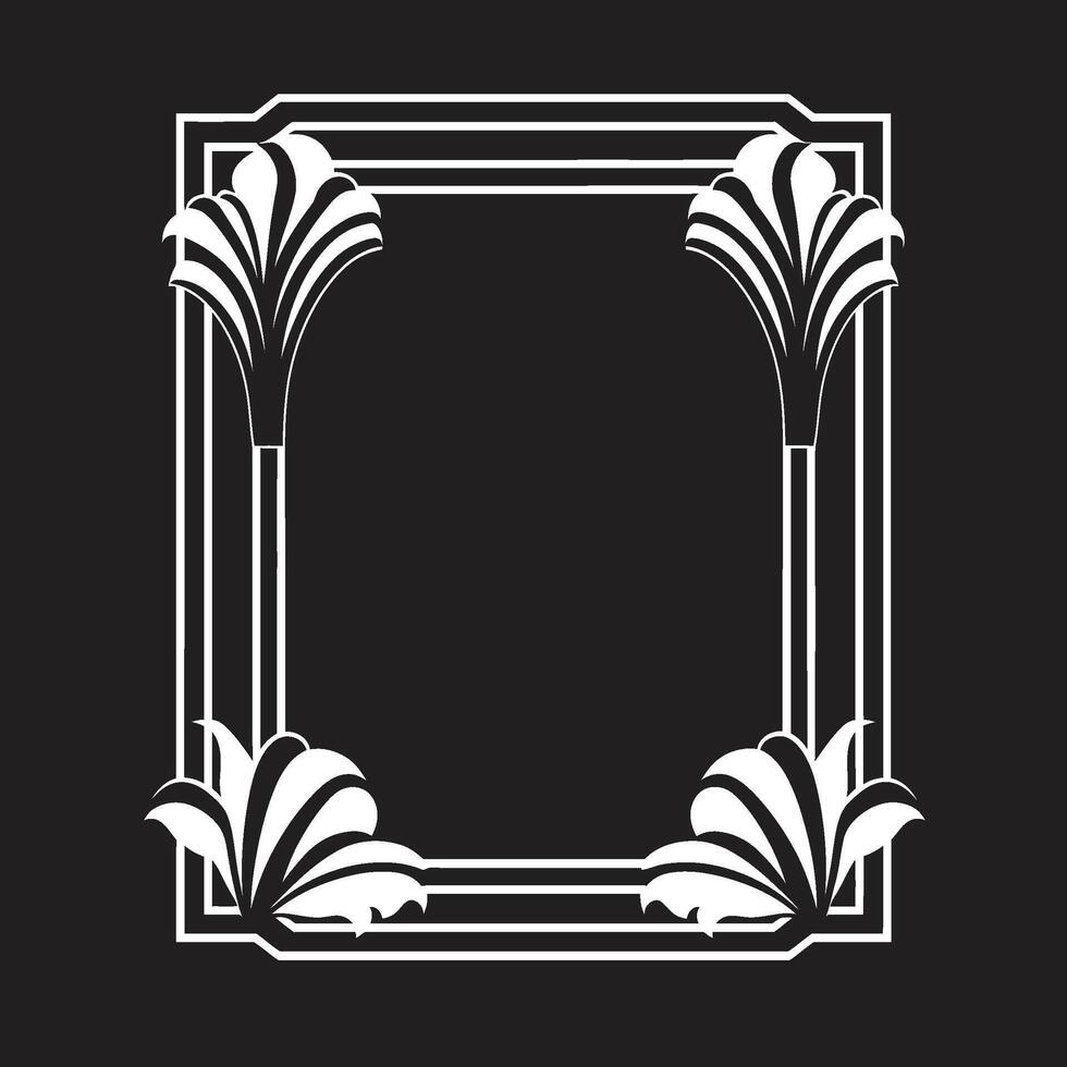 affascinante Linee monocromatico vettore logo con arte deco telaio Vintage ▾ opulenza elegante icona illustrare arte deco telaio nel nero