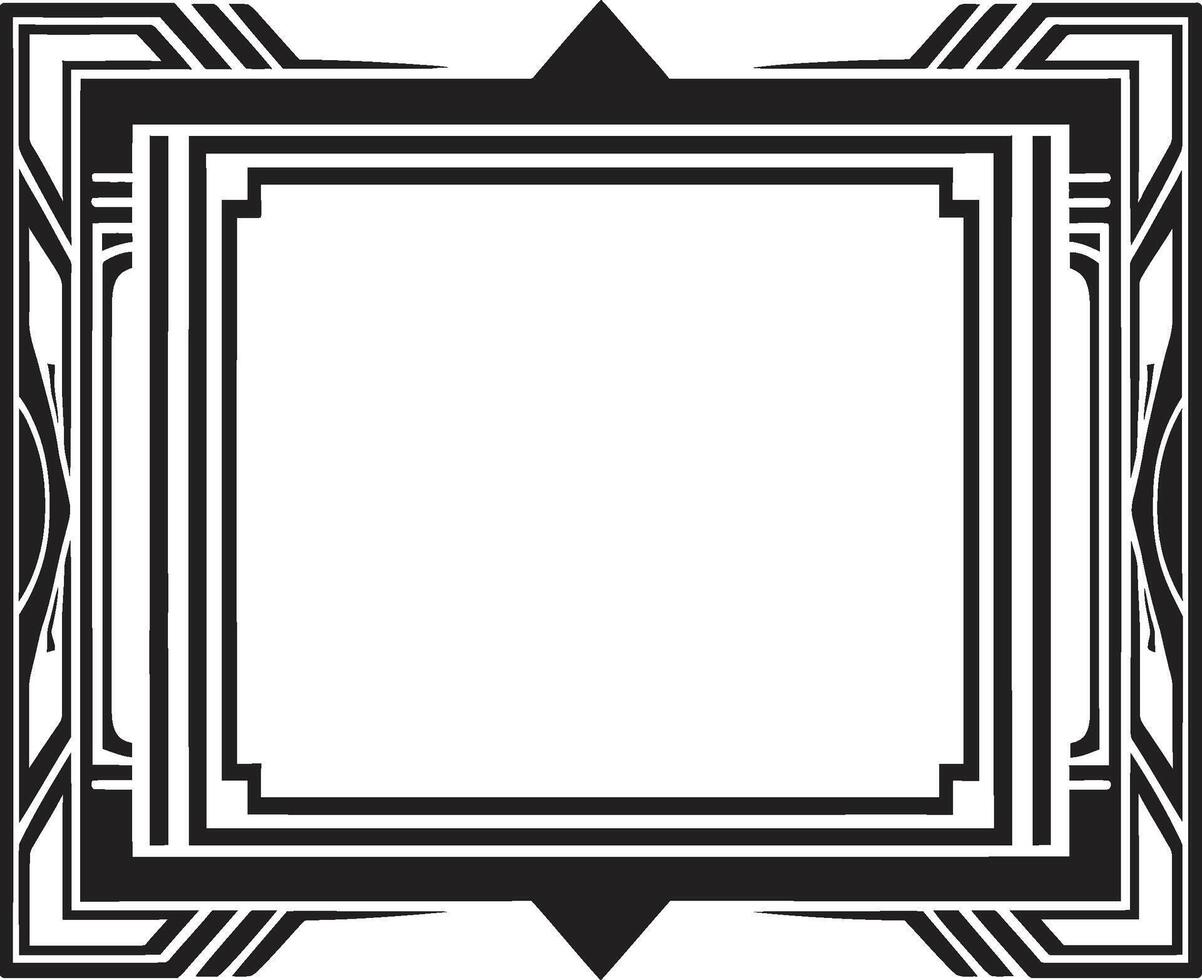 simmetria raffinato monocromatico emblema con arte deco telaio nel vettore deco essenza elegante vettore logo design di nero arte deco telaio