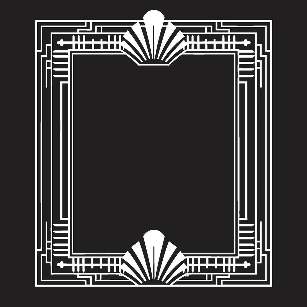 elegante eredità nero emblema con arte deco telaio nel monocromatico simmetria raffinato elegante vettore logo di arte deco telaio