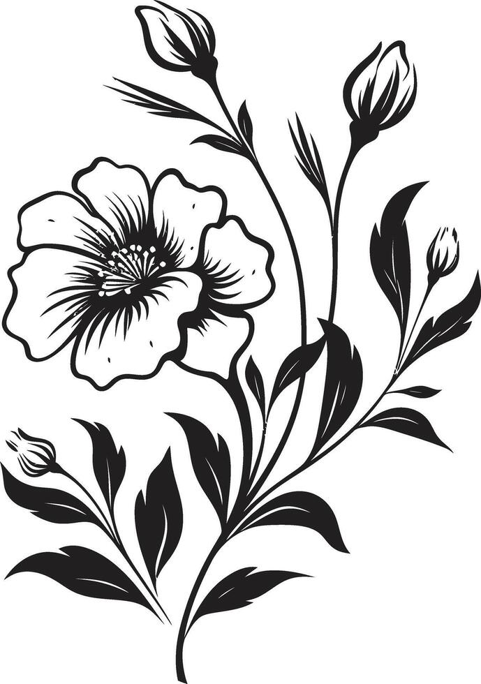 botanico bellezza monocromatico emblema con elegante floreale design sussurra di natura nero icona con vettore logo di botanico fioriture