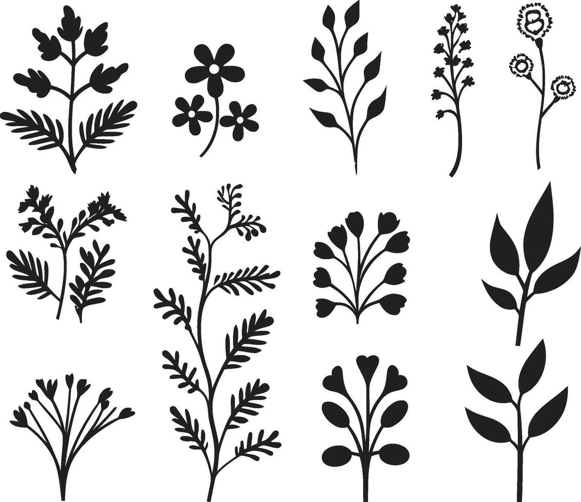 sussurra di natura nero icona con vettore logo di botanico fioriture incantata fioriture elegante nero vettore logo design con florals