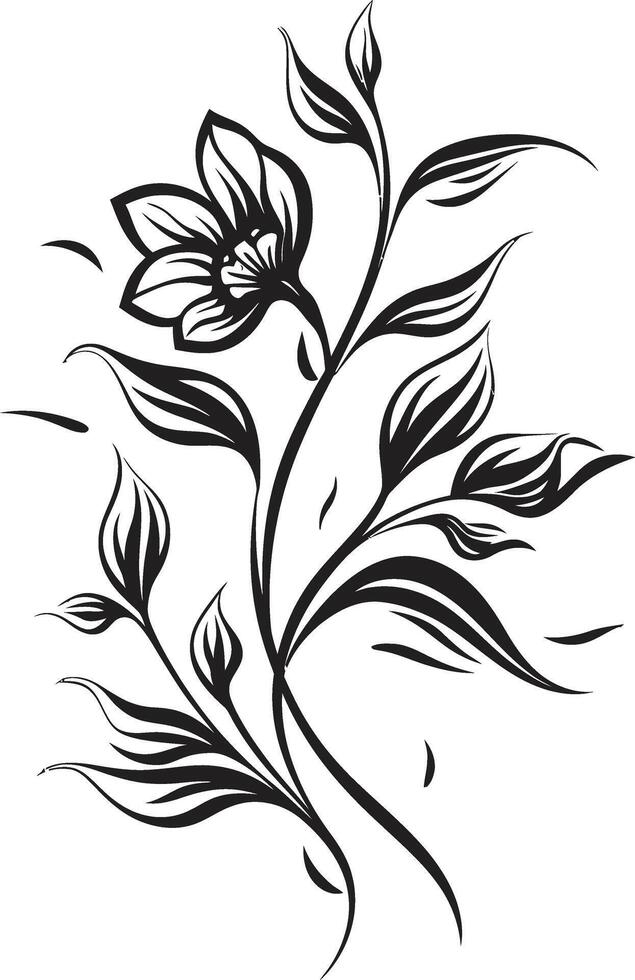 infinito petalo fascino elegante nero icona con vettore design nature eleganza monocromatico emblema con nero botanici