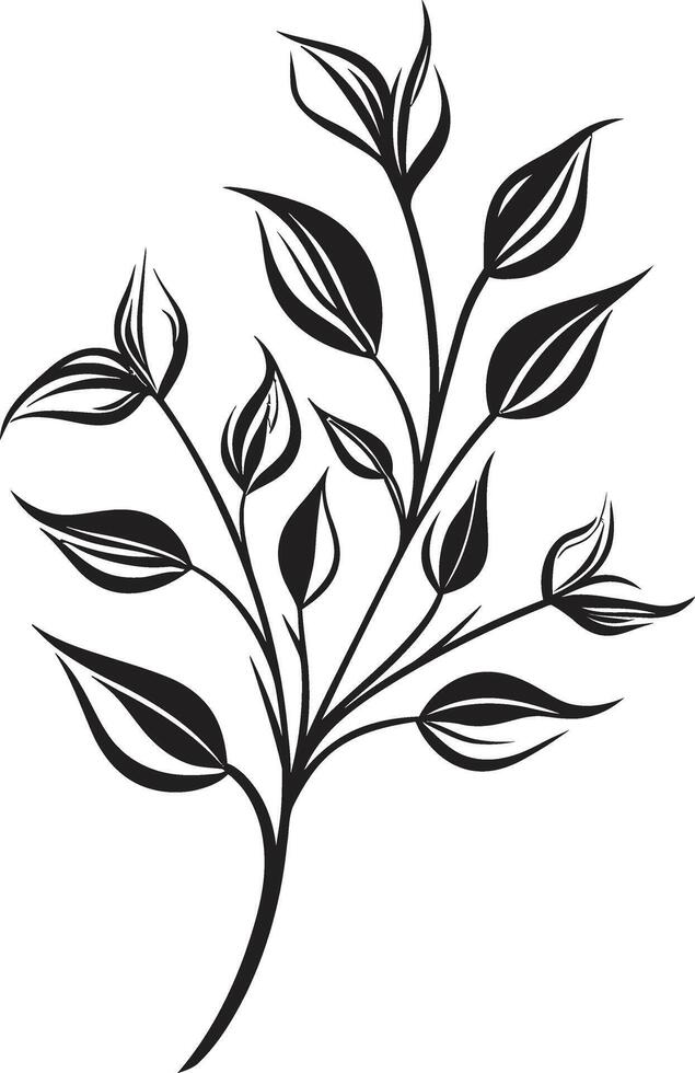 botanico armonia nero icona con elegante monocromatico florals serenità nel fioritura elegante emblema con vettore logo nel nero