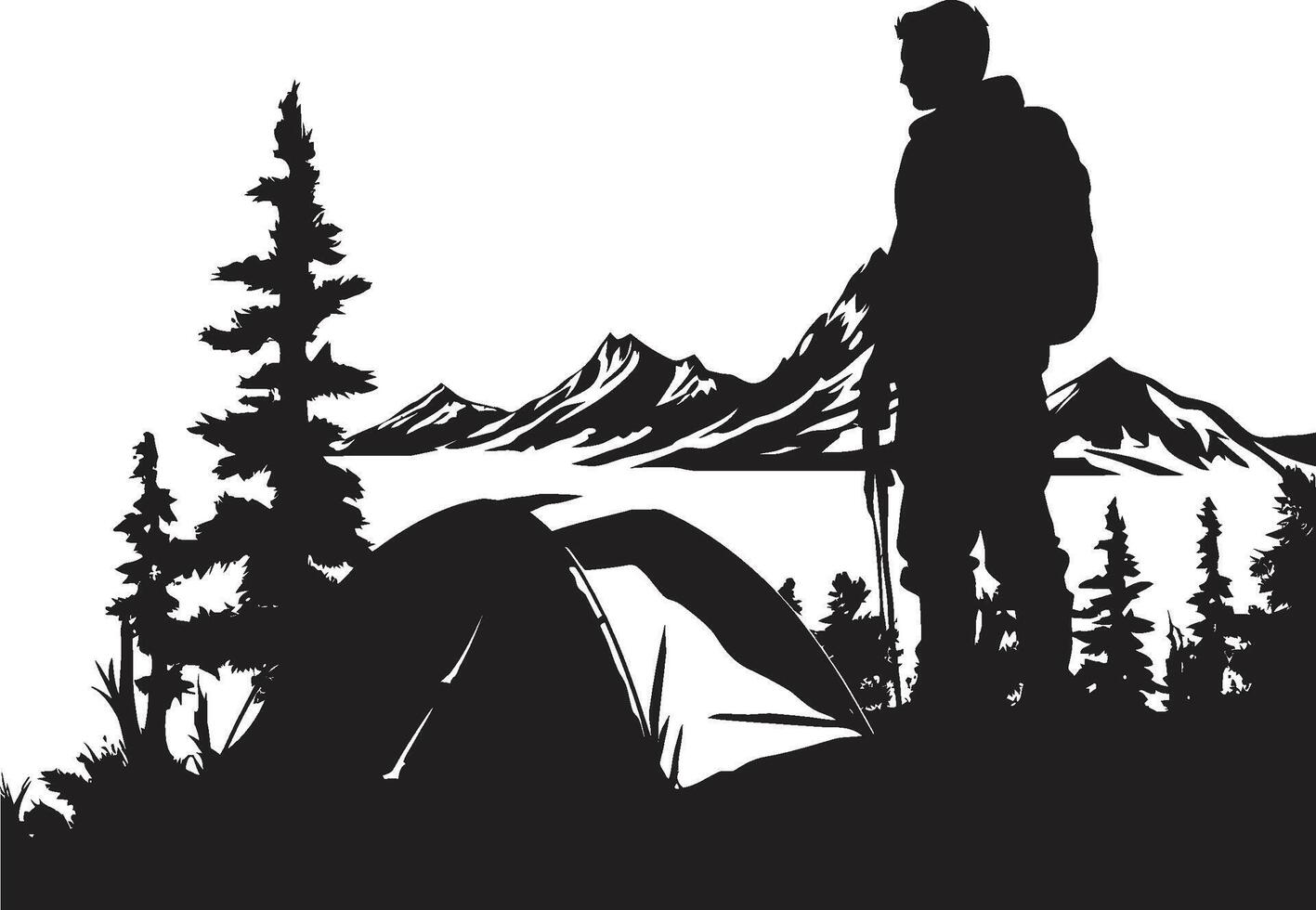 aspro natura selvaggia elegante nero campeggio logo design vettore icona nature chiamata monocromatico emblema per campeggio e esplorazione