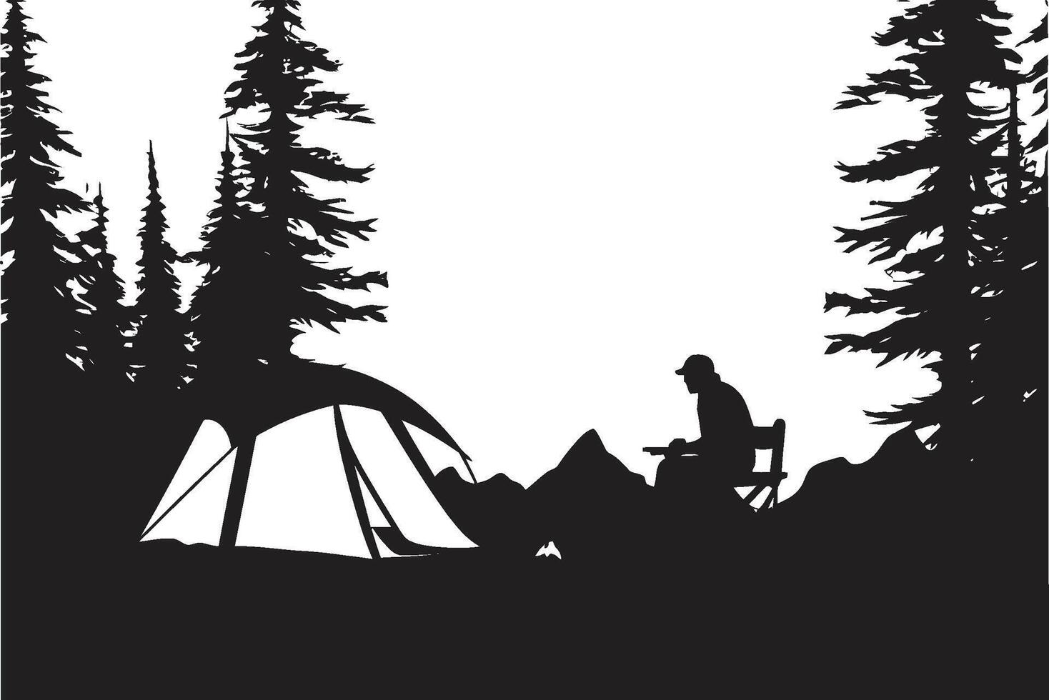 stellato campeggio elegante vettore logo per ore notturne campeggio illuminato dalla luna avventura elegante nero icona illustrare campeggio beatitudine