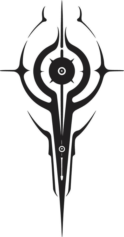 codice sinfonia astratto cibernetico emblema nel elegante monocromatico quantistico quoziente nero icona in mostra cibernetico astratto Evoluzione vettore