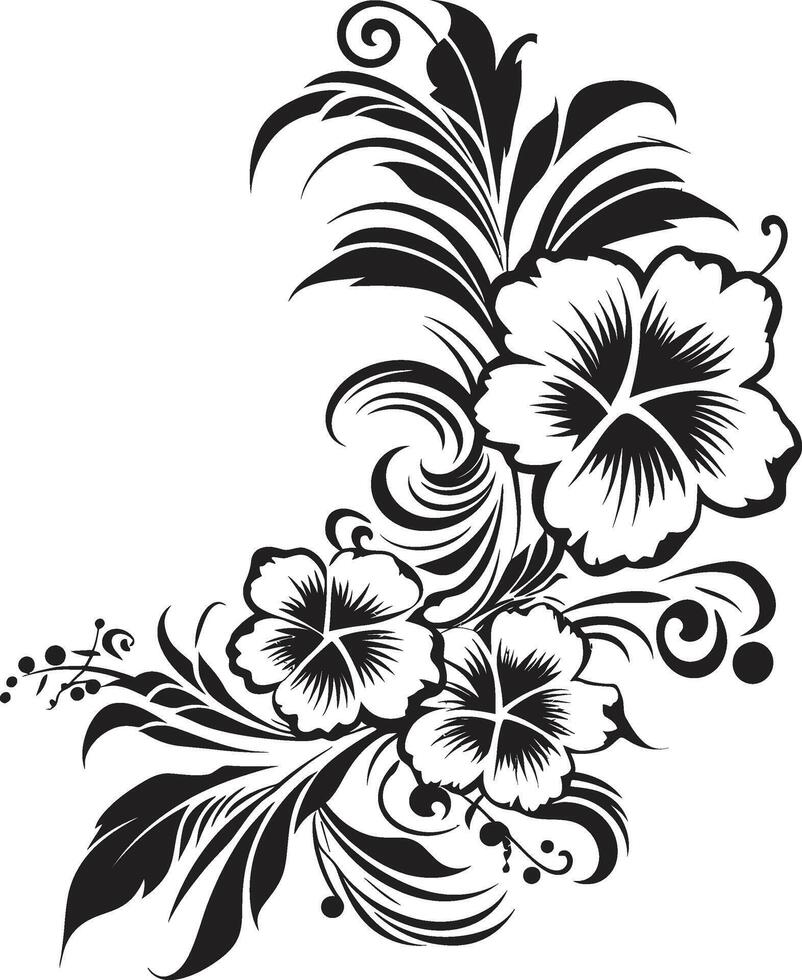 petali nel brio elegante nero logo con decorativo angoli eterno eleganza elegante vettore emblema evidenziazione decorativo angoli