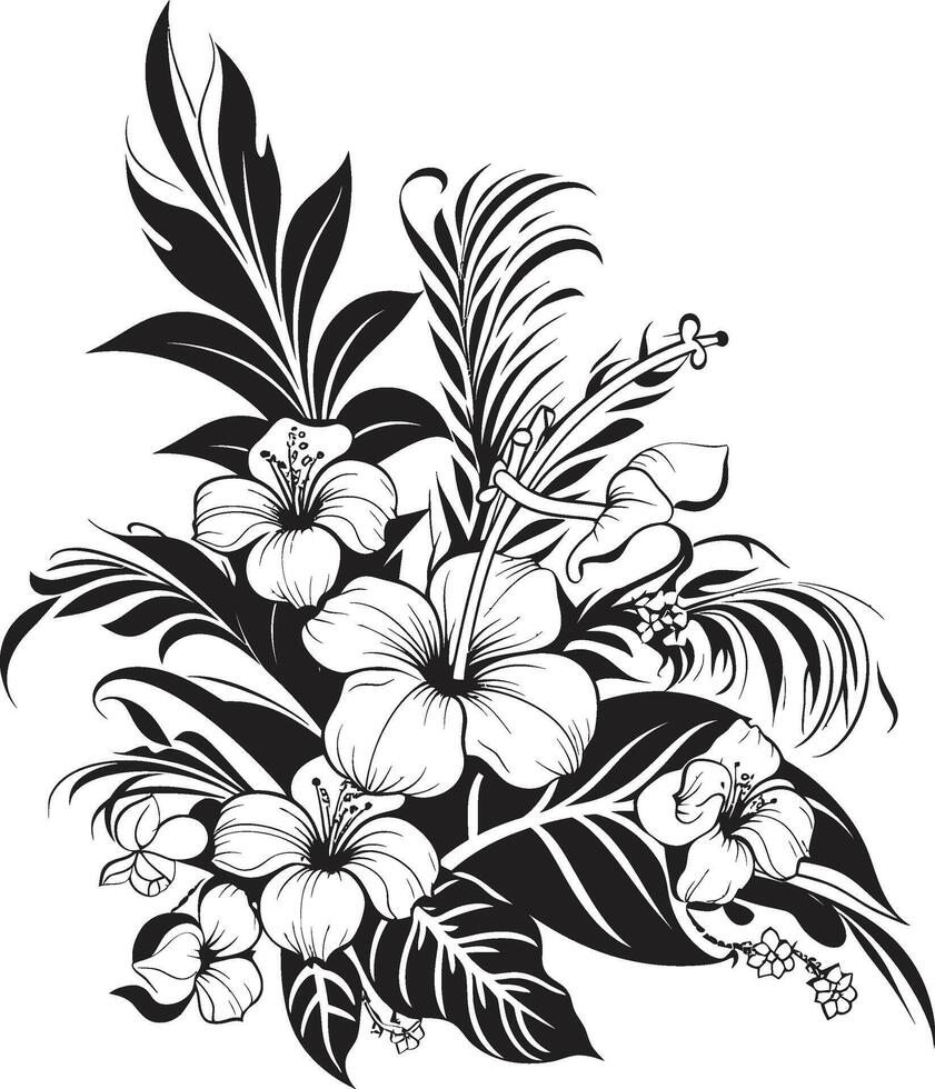 botanico frontiere monocromatico logo design con decorativo angoli floreale affresco elegante nero icona con decorativo floreale angoli vettore