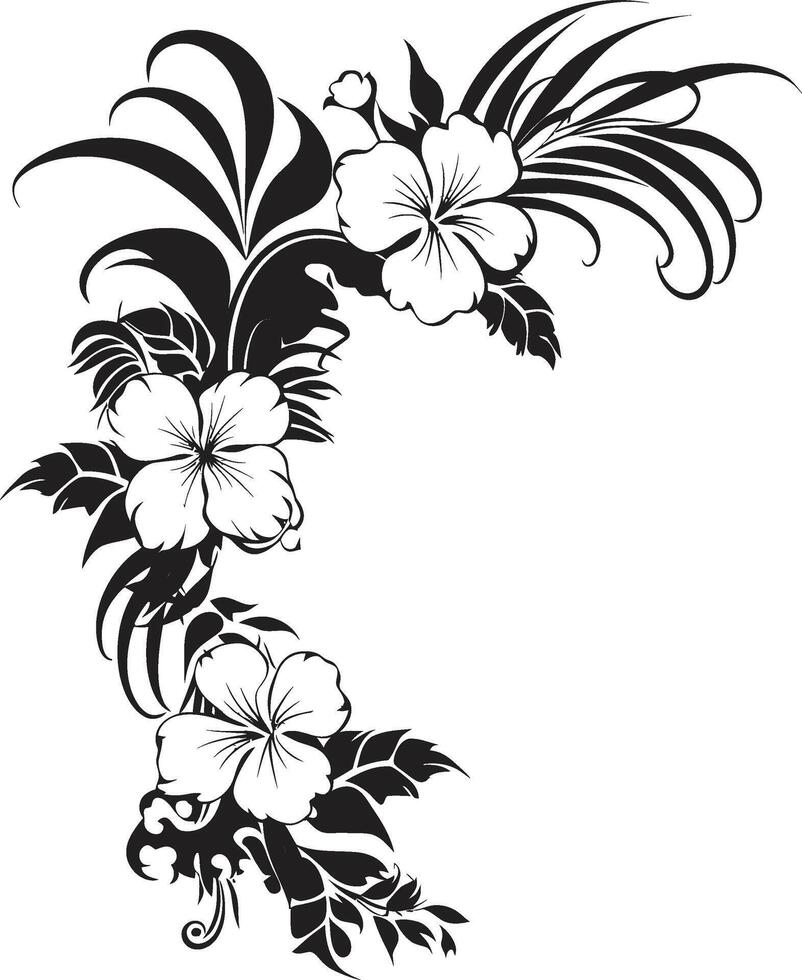 elegante viti monocromatico vettore emblema con decorativo floreale angoli botanico generosità elegante nero icona con decorativo angoli
