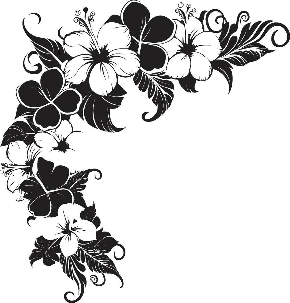 floreale splendore monocromatico icona con decorativo angoli botanico frontiere elegante vettore logo design con decorativo angoli