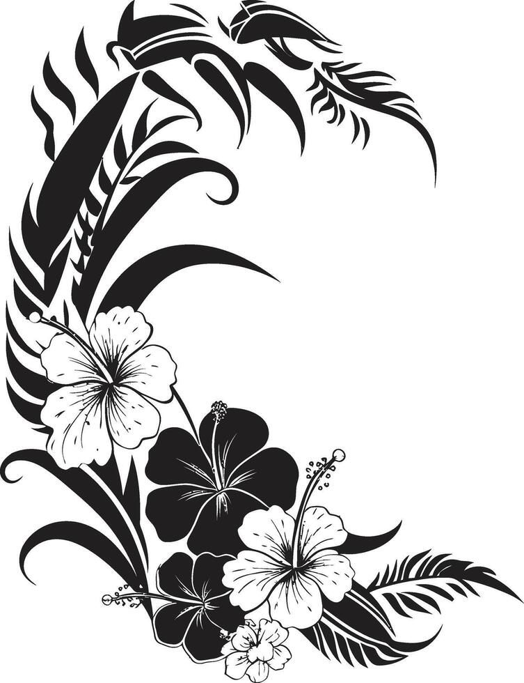 eterno eleganza elegante nero emblema evidenziazione decorativo angoli floreale splendore monocromatico icona con decorativo angoli vettore