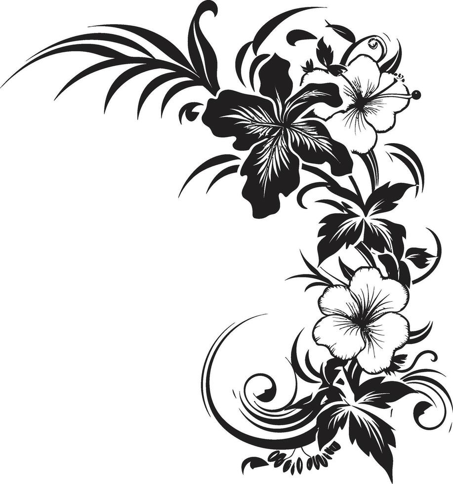 botanico frontiere elegante vettore logo design con decorativo angoli intricato intarsi elegante nero emblema con decorativo floreale angoli