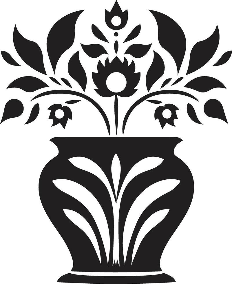 in vaso perfezione elegante pianta pentola logo nel nero floreale struttura monocromatico emblema con decorativo pianta pentola vettore