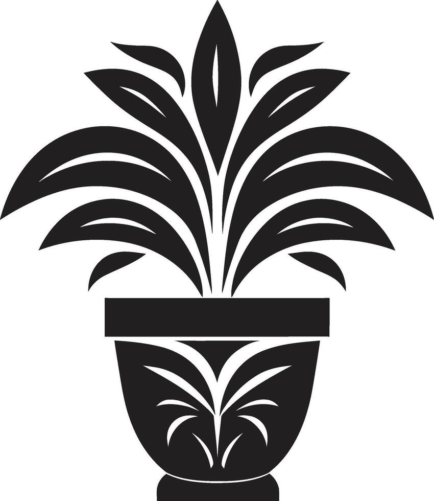 in vaso brio elegante pianta pentola logo design nel monocromatico elegante essenza elegante nero icona con decorativo pianta pentola vettore