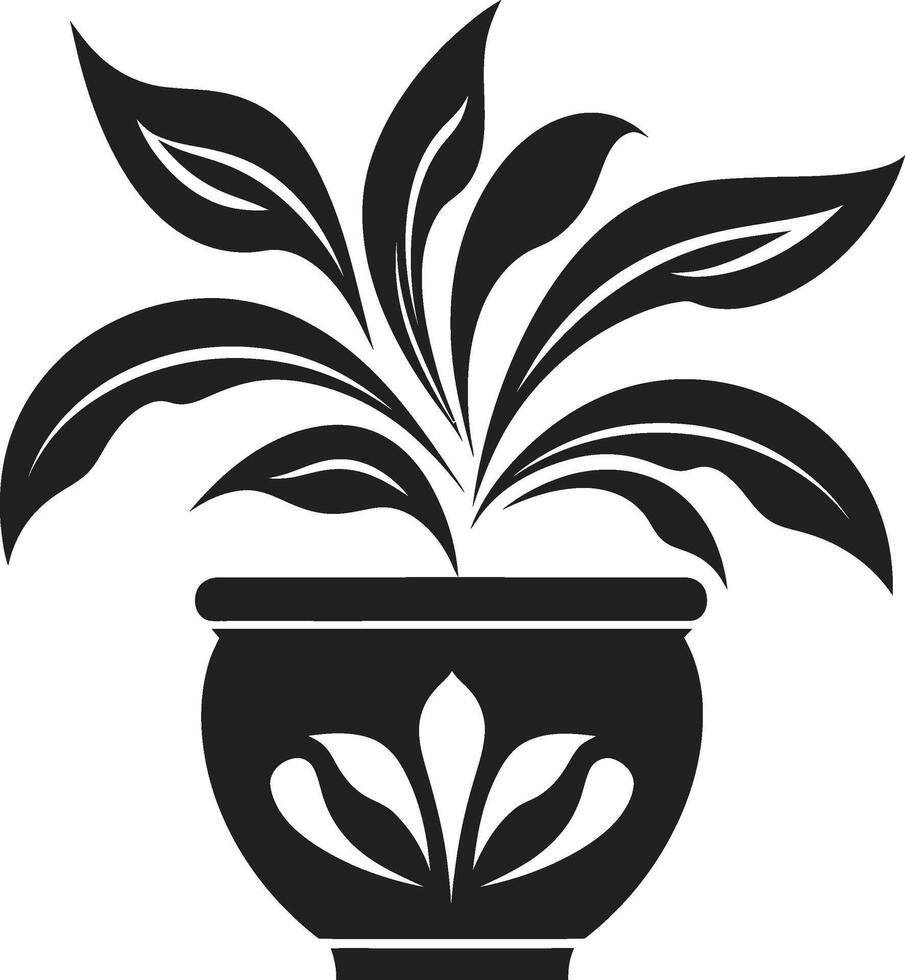 petalo pot-pourri monocromatico pianta pentola logo evidenziazione elegante eleganza verde armonia elegante pianta pentola emblema con elegante vettore design