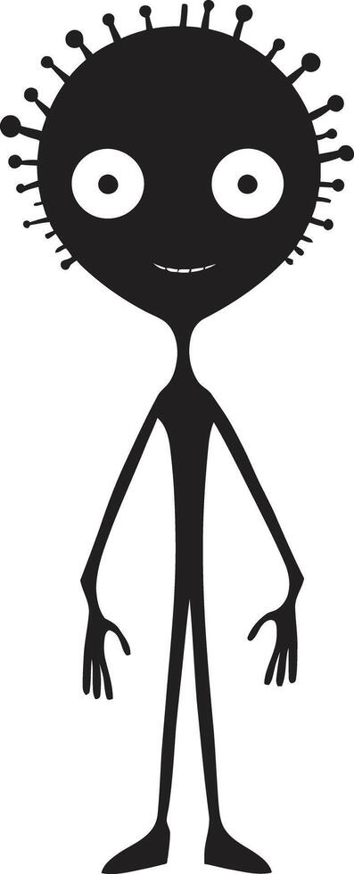 cartone animato tela elegante nero stickman icona nel vettore design scarabocchiare stile monocromatico scarabocchio logo con stickman fascino