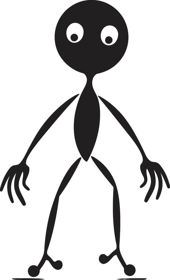 inchiostro infusione cartone animato stickman logo nel elegante monocromatico comico crescendo scarabocchio stickman icona con nero eleganza vettore