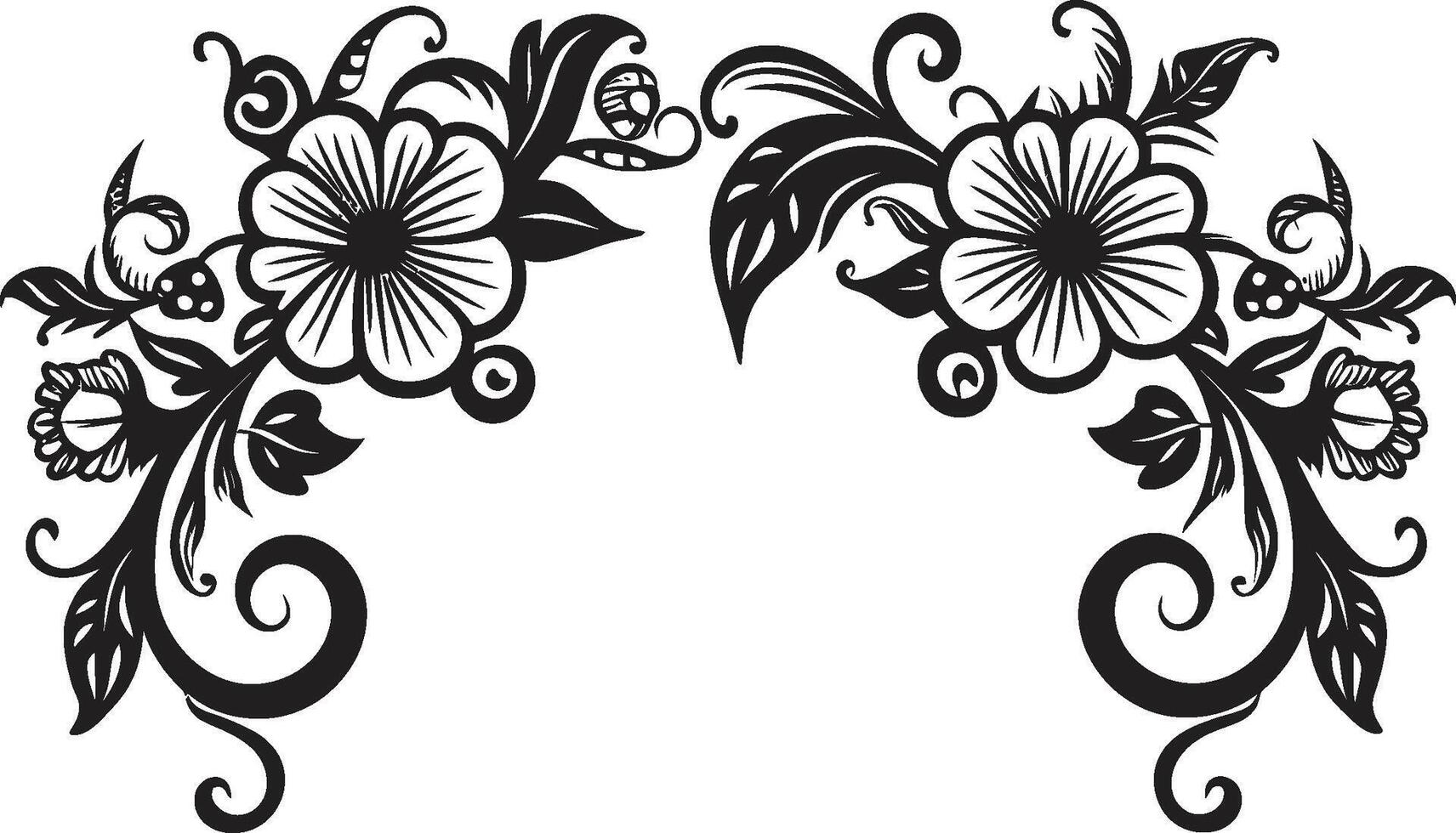 ornamentale opulenza monocromatico decorativo elemento nel elegante vettore curve e incantesimi scarabocchio decorativo icona con nero eleganza