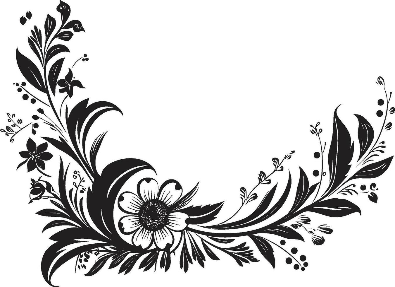 intricato inchiostri elegante vettore icona con nero scarabocchio decorativo elemento fantasioso fiorisce elegante emblema evidenziazione decorativo scarabocchi