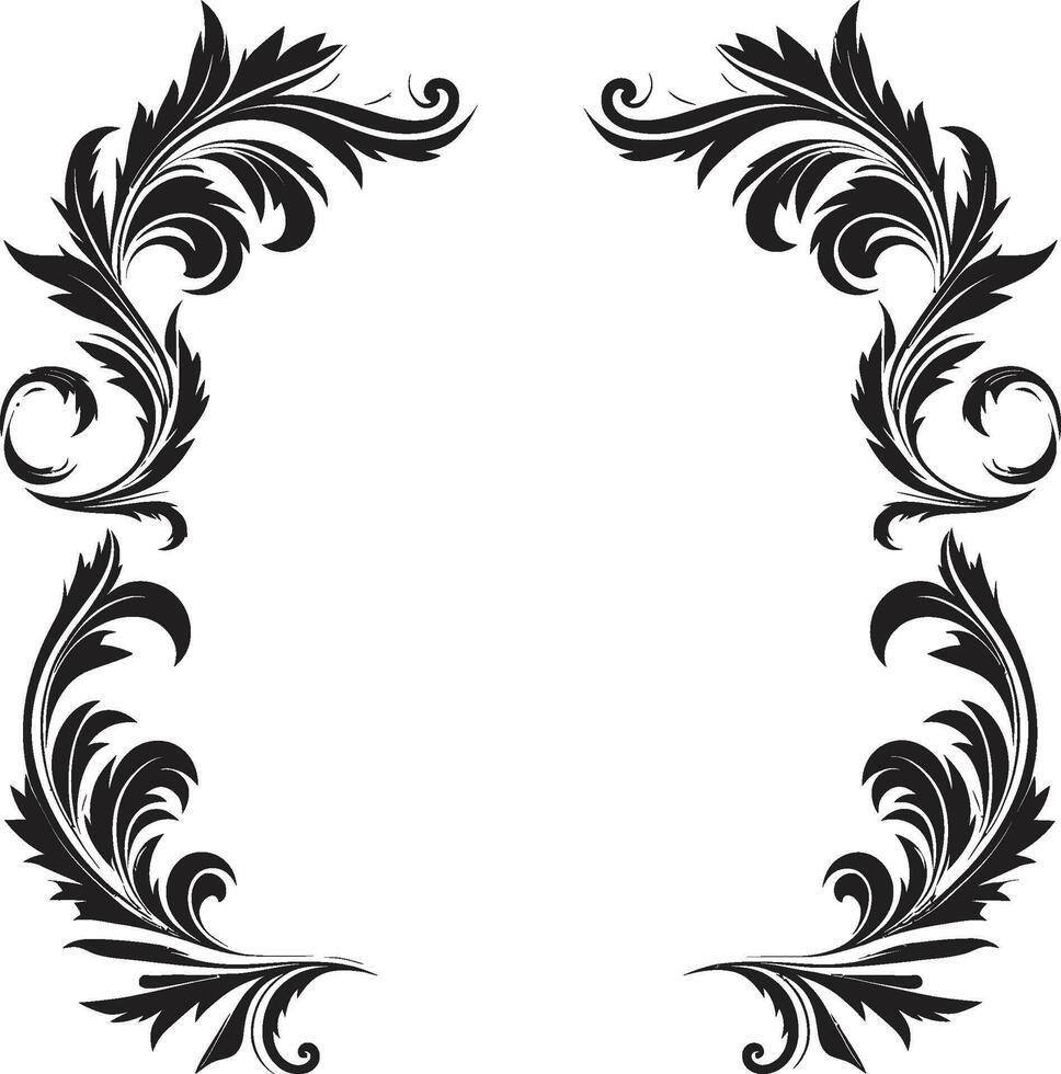 fantasioso fiorisce elegante emblema evidenziazione decorativo telaio scarabocchi eleganza abbellito nero scarabocchio decorativo telaio logo nel monocromatico vettore