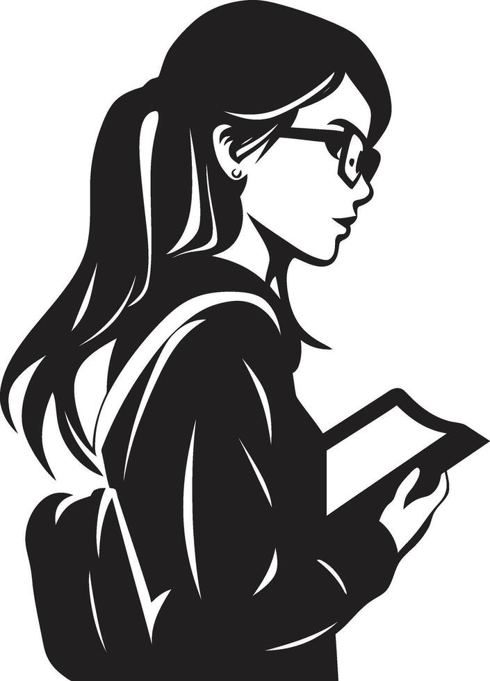 educhico elegante e elegante nero logo design per femmina studenti shepioniere vettore simbolo di un' nero logo per trailblazing femmina studenti
