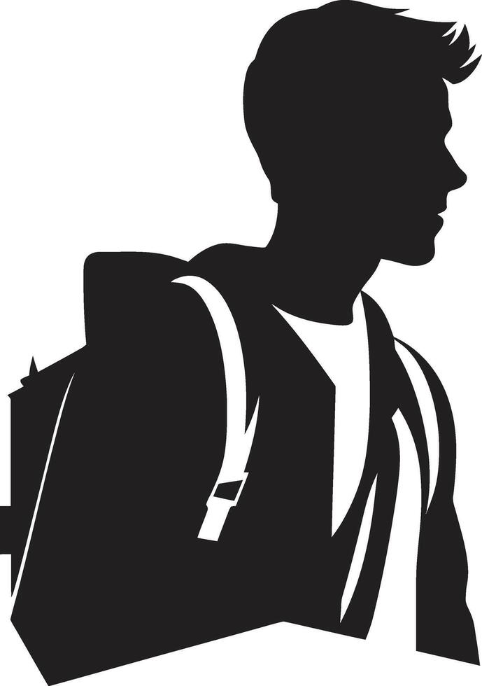 cerebrale artigianato un' nero vettore logo per il intellettuale maschio alunno accademico statura nero logo design significare maschio alunno realizzazione