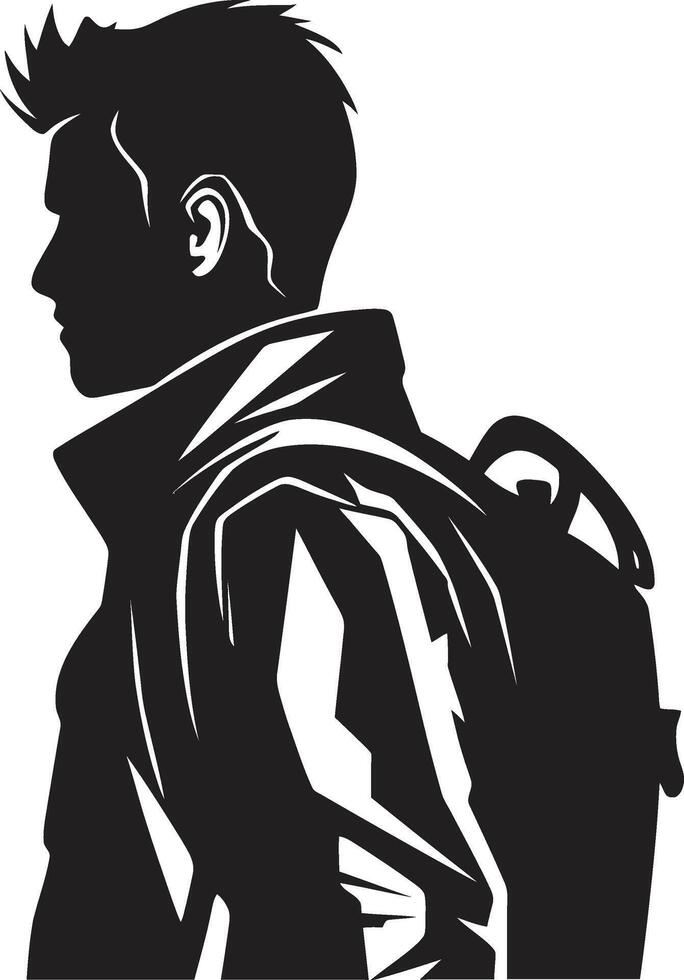 maschile merito nero logo icona per alto l'esecuzione maschio studenti raggiungere apice vettore nero logo design significare maschio alunno successo